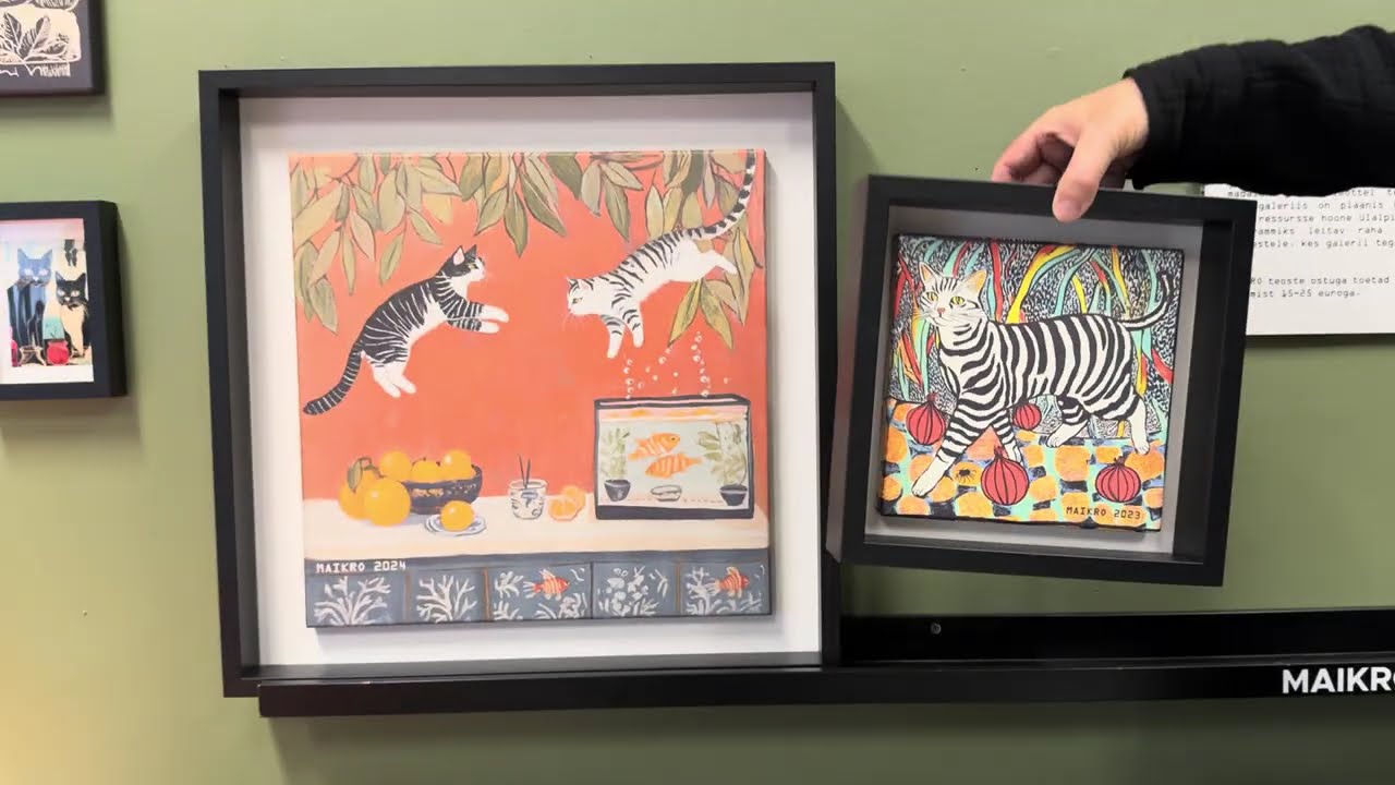 Maikro "Kassid" lõuend raamis, kahes suuruses