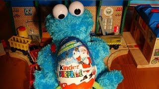 Cookie Monster Count N Crunch , With Thomas The Train And Giant Christmas Kinder Egg Surprise