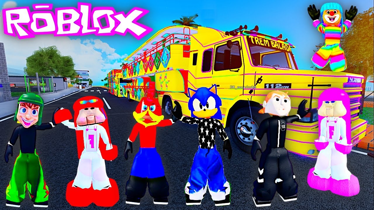 Fofão, Chaves, Ben 10, Sonic, Chapolin e Pica pau na Carreta furacão jogo carreta da alegria Roblox