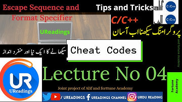 Format Specifiers and Escape Sequences With Examples||C Programming in urdu hindi