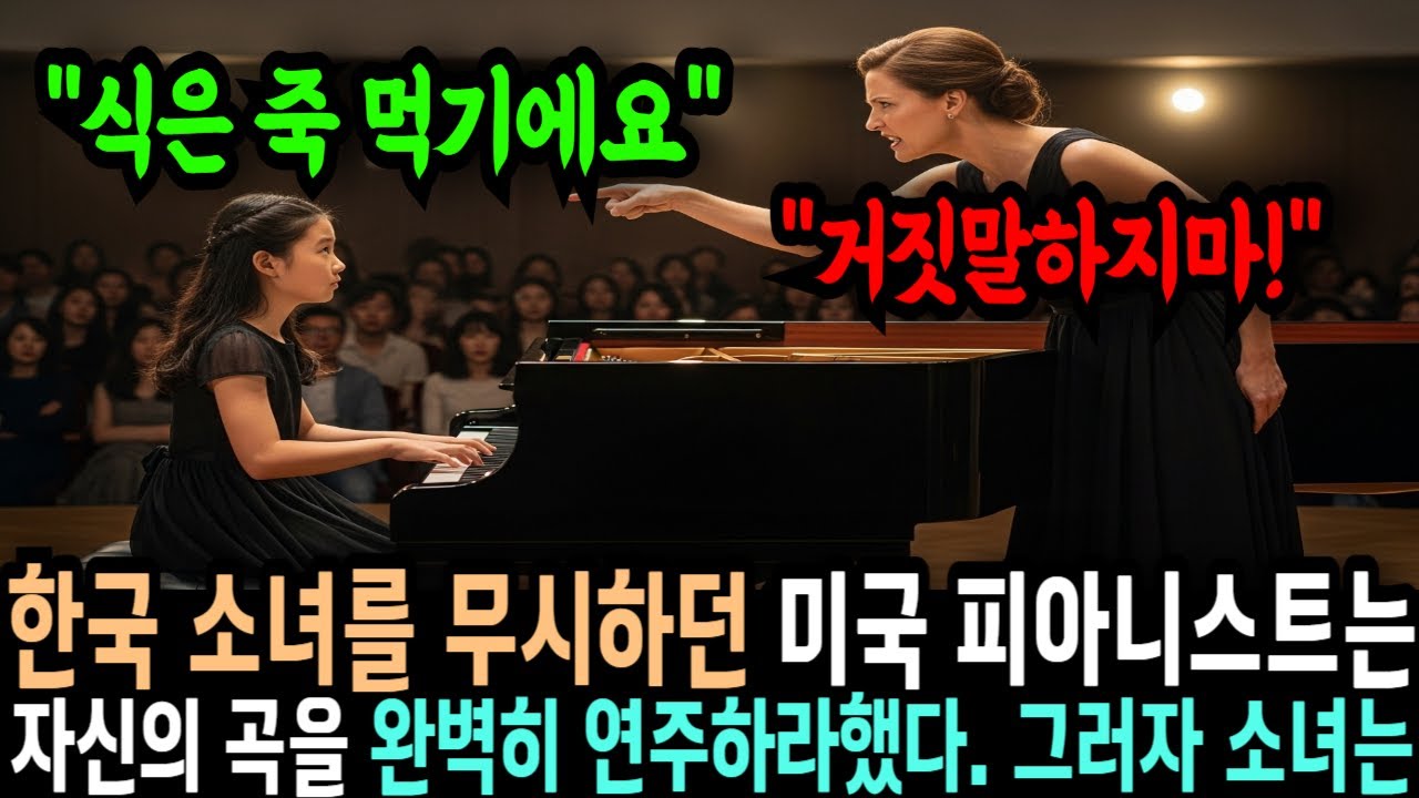 미국 피아니스트는 한국 소녀를 창피 주고 싶었지만 첫 음이 울리자 후회하는데