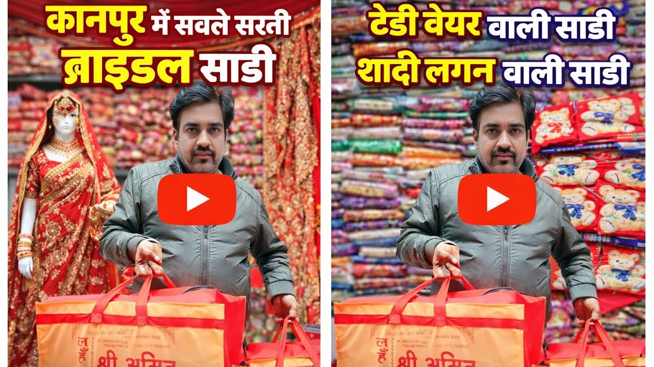 कानपुर  सबसे सस्ती साड़ियों होलसेल मार्केटBridal Saree Daily Wear Wali Saree फेरी वाली साड़ी कानपुर 