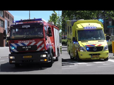 Brandweer Stein, TS 24-4531, met spoed naar persoon te water Julianakanaal Stein + Ambulance 24-111