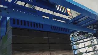 Double tray flip flop stacker with flute laminating machine