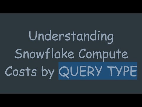 Understanding Snowflake Compute Costs by QUERY TYPE