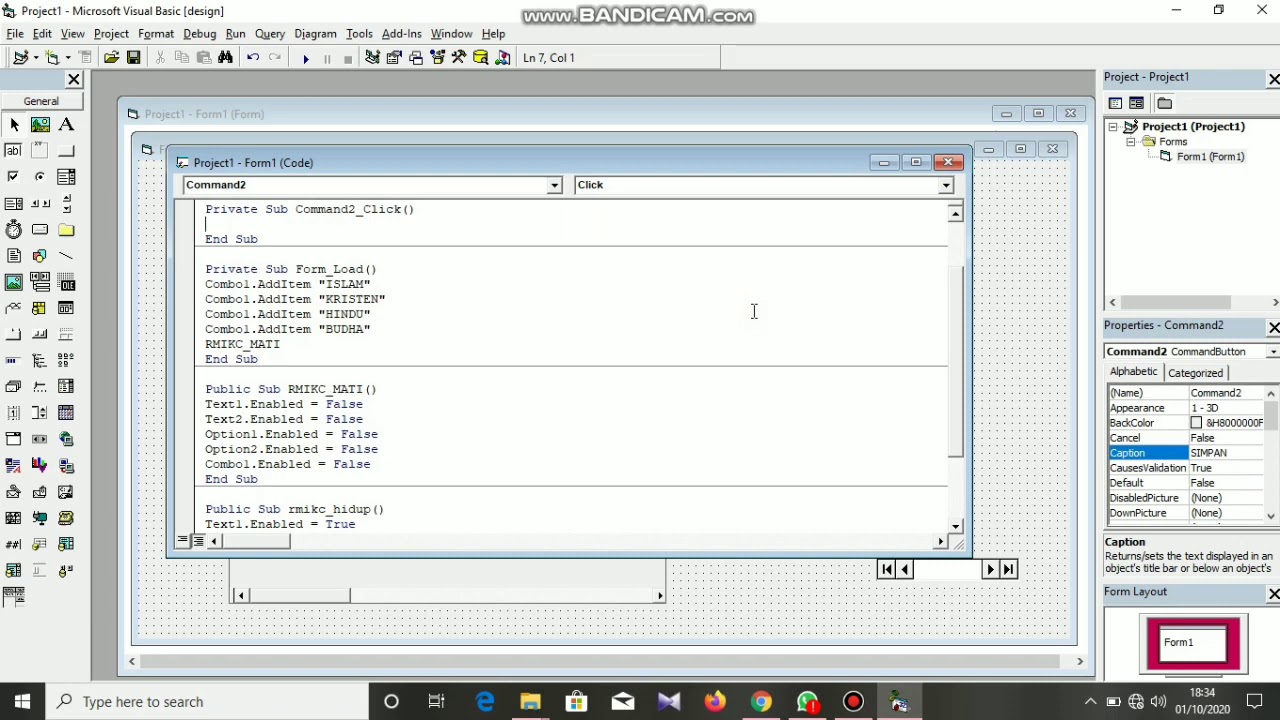 MENAMBAHKAN COMMOND BOTTON PADA APP VISUAL BASIC - YouTube
