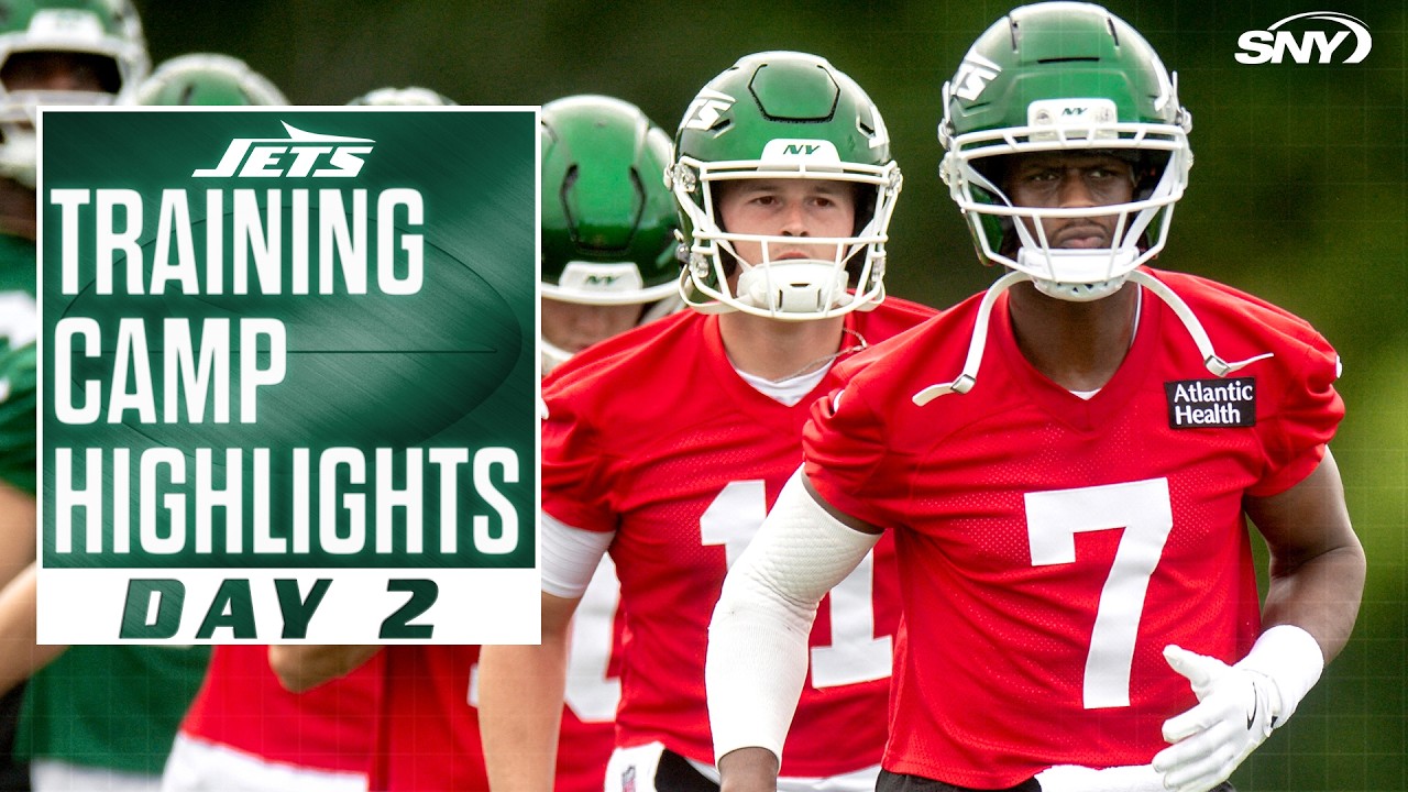 AD Mitchell, Jets' WR group get work in with Geno Smith at training camp day two