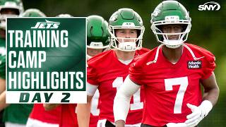 AD Mitchell, Jets' WR group get work in with Geno Smith at training camp day two