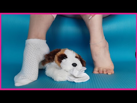 474 - Little Trampling Torture With Stuffed Animal in Socks and Barefeet