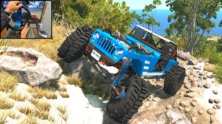 Realistic Rock Crawling Part 2- Beamng.drive Steering Wheel Gameplay