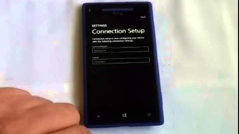 On the Windows Phone 8 You Will Have a App Called Connection Setup