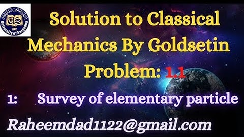 solution manual to classical mechanics by Goldstein problem 1