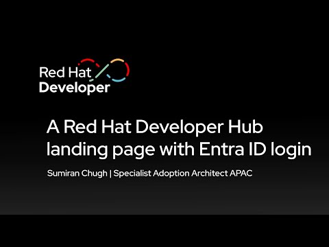 A Red Hat Developer Hub landing page with Entra ID login