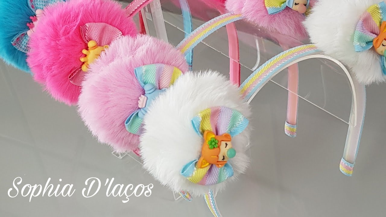TIARA DE POMPOM /  DIY / Ribbon bow / Sophia D'Laços #laçofacil #laceira #iniciantes