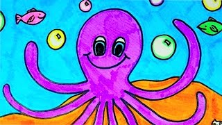 How To Draw An Octopus | Kids Coloring Video