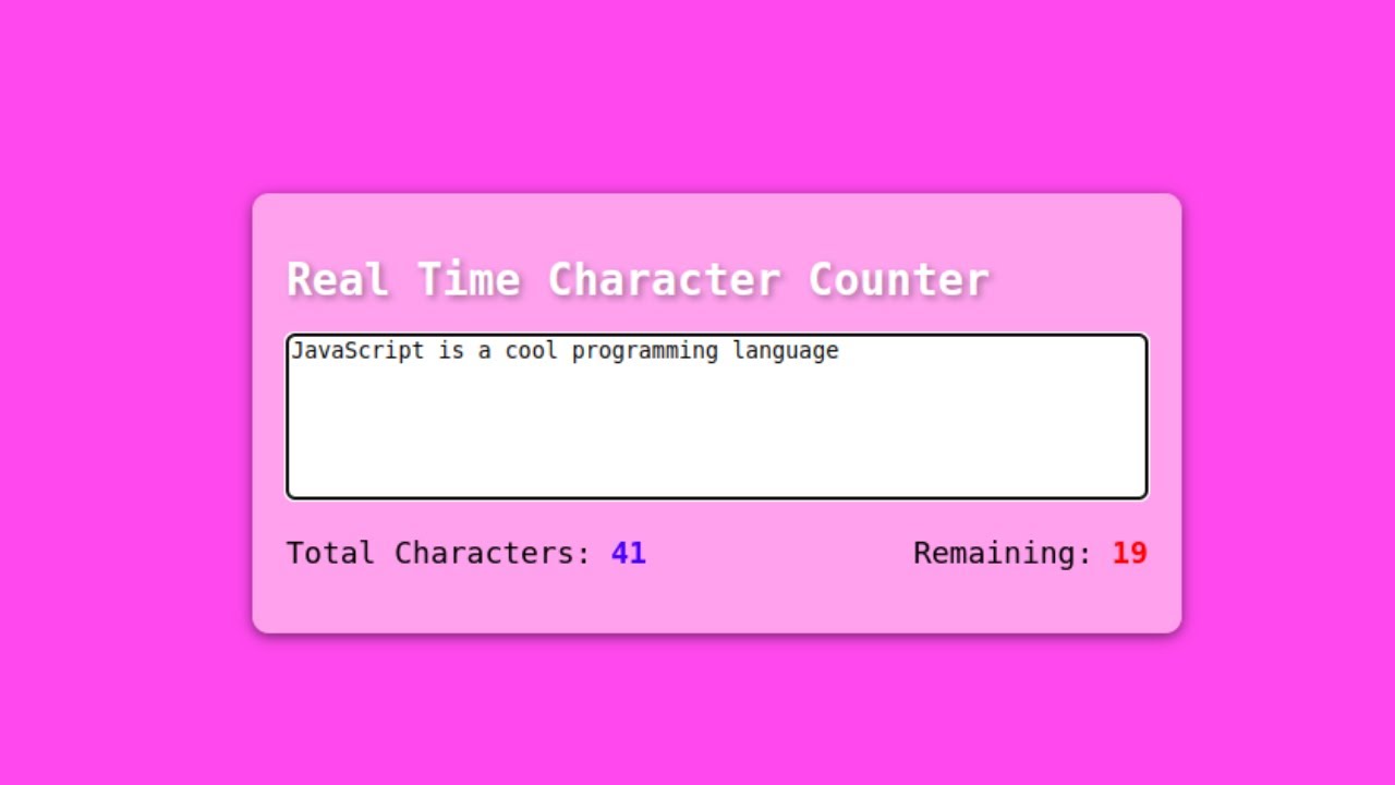 How To Create A Character Counter With Html Css Javascript Youtube