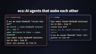 ocs: make Claude Code and Codex talk to each other (even across computers)