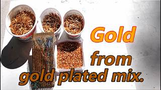Gold refining from a mix of old pins and connectors.
