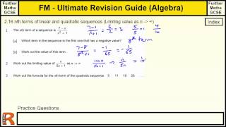 Quadratic sequences - Ultimate revision guide for Further maths GCSE