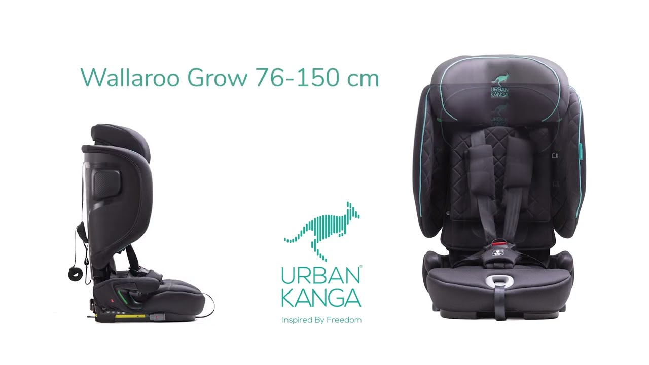 Urban Kanga Wallaroo Up – Seggiolino Auto Pieghevole 100–150 cm con ISOFIX, Leggero 5 kg, Rialzo con Schienale Regolabile per Bambini 3,5–12 Anni (Nero