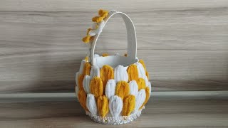 Как легко сделать плюшевую корзинку/How to easily make a plush basket