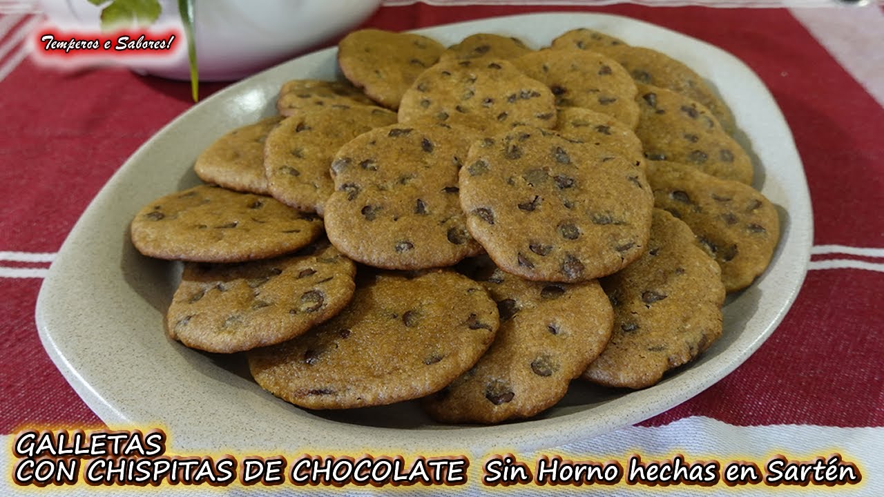GALLETAS SIN HORNO HECHAS EN SARTÉN CON CHISPITAS DE CHOCOLATE, fáciles GALLETAS SIN HORNO HECHAS EN SARTÉN CON CHISPITAS DE CHOCOLATE, fáciles