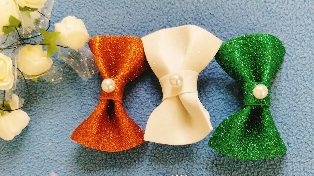 How to make bow with glitter sheet diycraftcraftshortsviralvideotrendingytshortsshort
