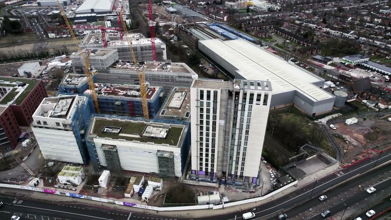 A December 2021 drone flyover at Perry Barr Residential Scheme in Birmingham
