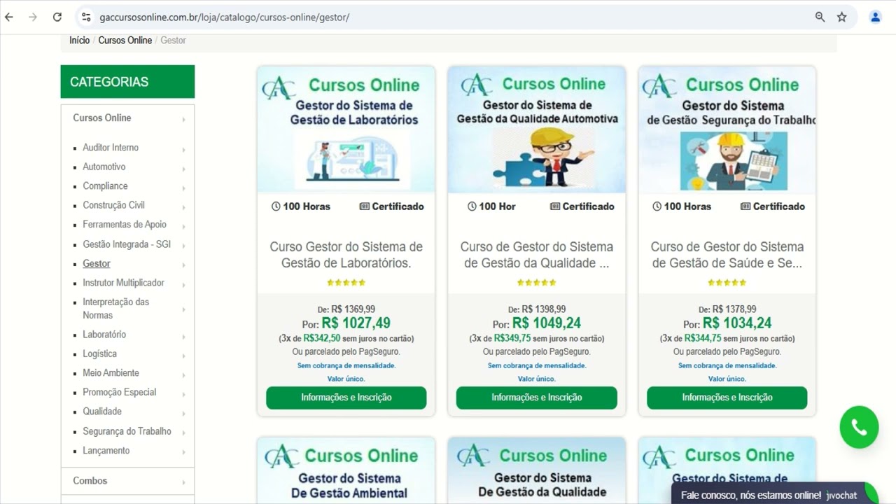 Curso de Gestor do Sistema de Gestão