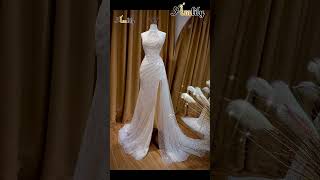 Váy cô dâu, váy dạ hội kim sa siêu xinh đính kết ngọc trai thủ công, đầm cổ yếm tôn dáng screenshot 2