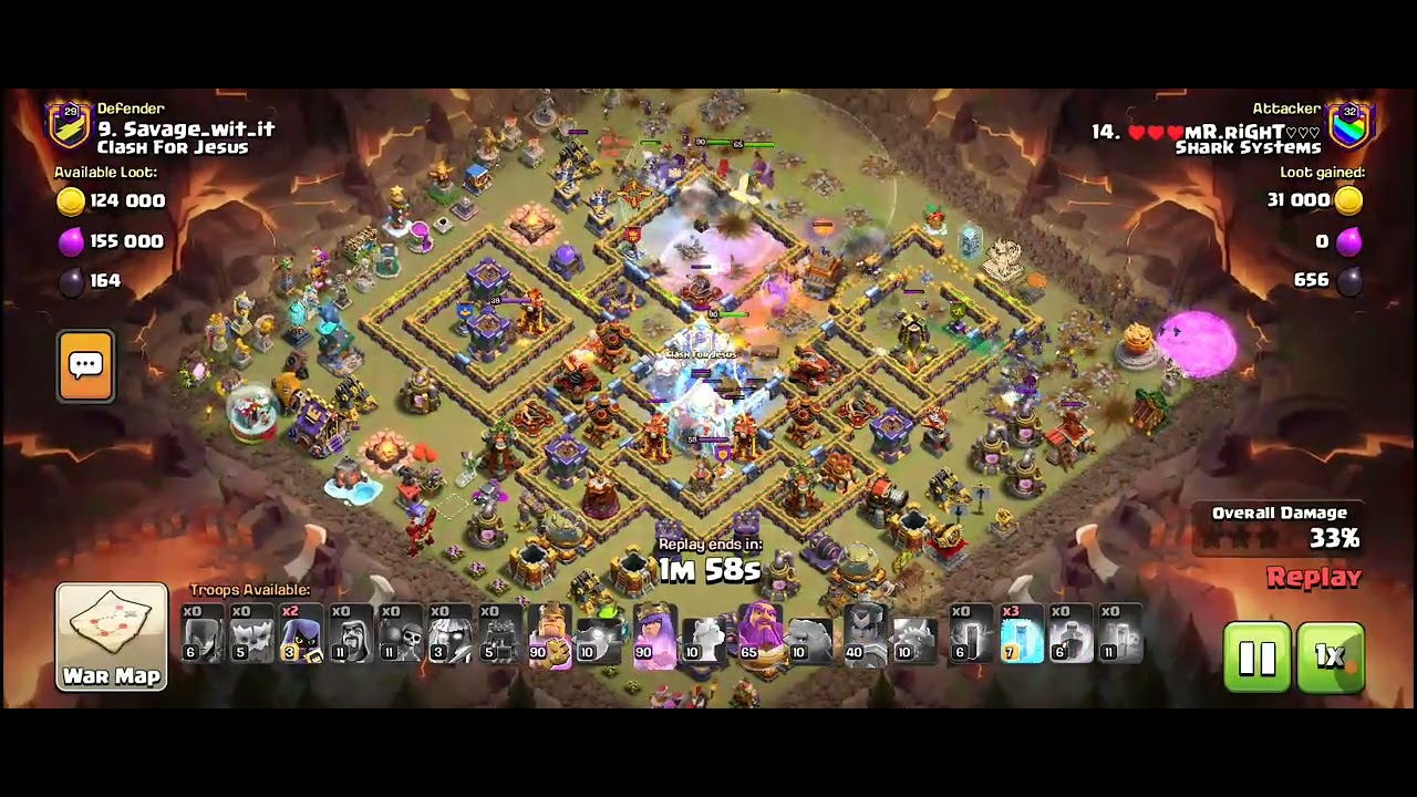 Clashofclans clan war yeti witch bat spell attack