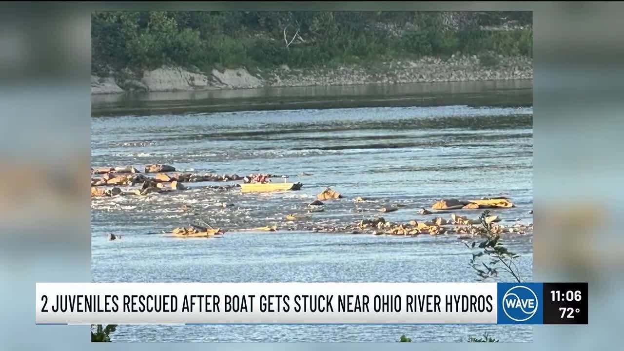 2 juveniles rescued after boat gets stuck near Ohio River hydros - YouTube