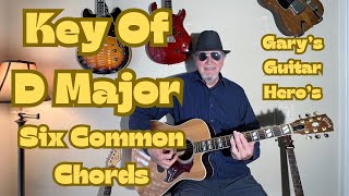 Key Of D Major - Six Common Chords - Acoustic Guitar Lesson                  #beginnerguitarlessons