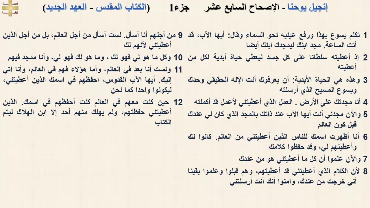 إنجيل يوحنا 17 جزء1 - الإصحاح السابع عشر - د/مجدى نجيب - القس ابرام