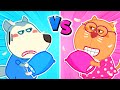 Pink vs Blue Sleepover with Lycan and Friends 🐺 Funny Stories for Kids @LYCANArabic