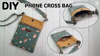 DIY PHONE PURSE BAG / Mini Cross Bag / 3 Pocket Pouch Bag / สอนเย็บผ้า [Tendersmile Handmade]