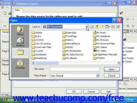 Crystal Reports Tutorial Database Files Business Objects Training Lesson 2.7