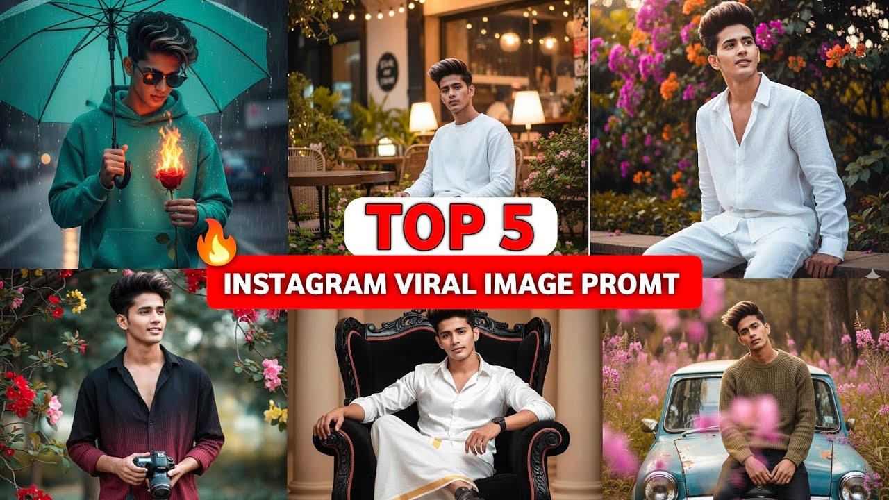 Instagram viral image prompt |top 5 stylish look photo prompt |8k ultra HD image prompt|viral promt 