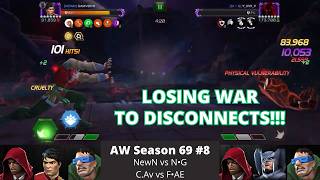 Losing To Bad Game Servers! | AW Season 69 #8 | NewN vs N•G , C.Av vs F•AE | MCOC