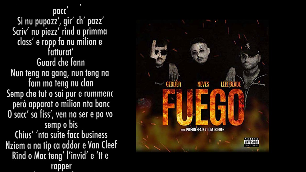 Fuego with Geolier & Lele Blade TESTO ITALIANO SIMULTANEO Lyrics YouTube