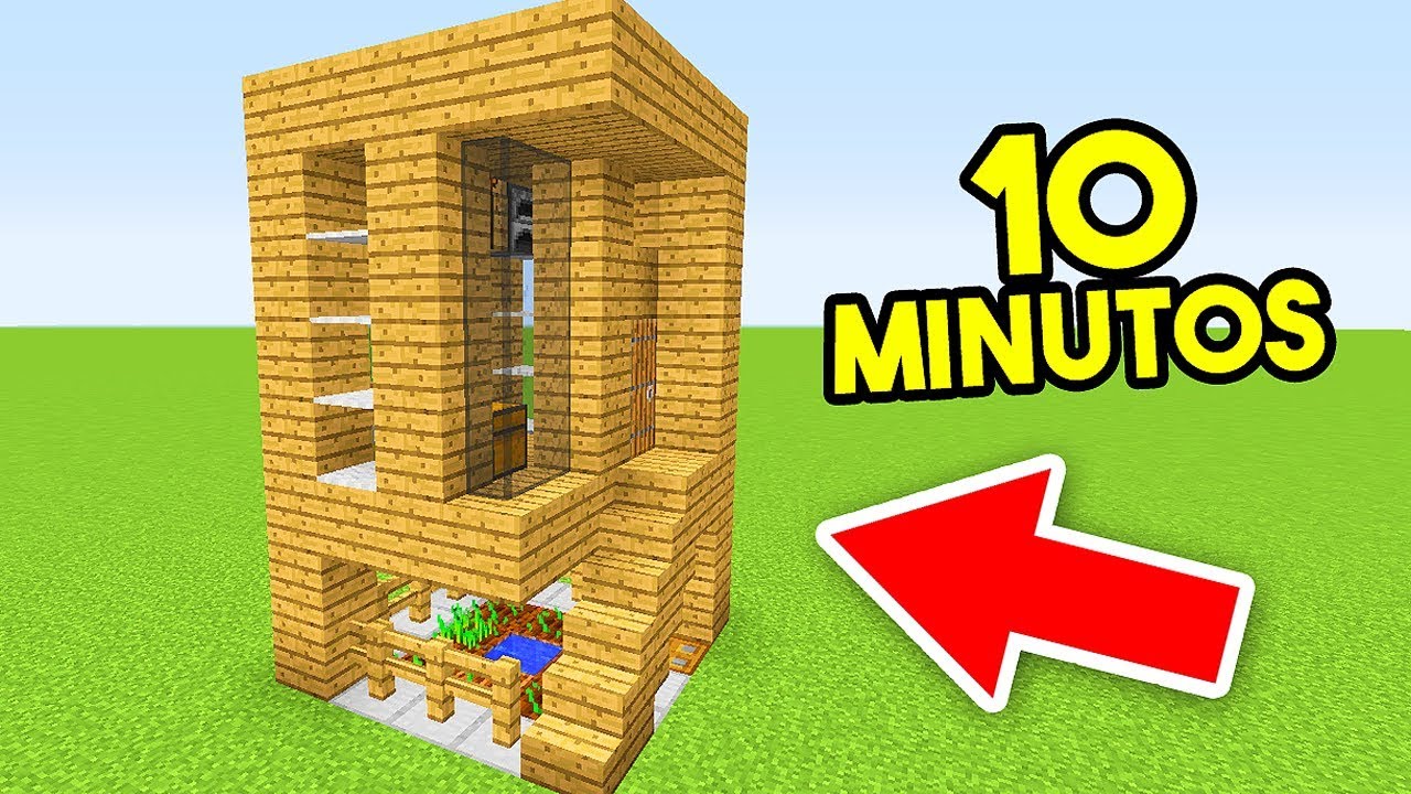 COMO CONSTRUIR UMA CASA DE MADEIRA BONITA E FÁCIL EM 10 MINUTOS !! ( MINECRAFT) 