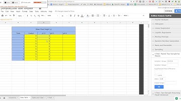 How to conduct a t test in Google Sheets