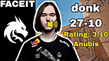 donk plays Anubis 27-10 in FACEIT! 5000 ELO (with COMMs) donk CS2 DEMO