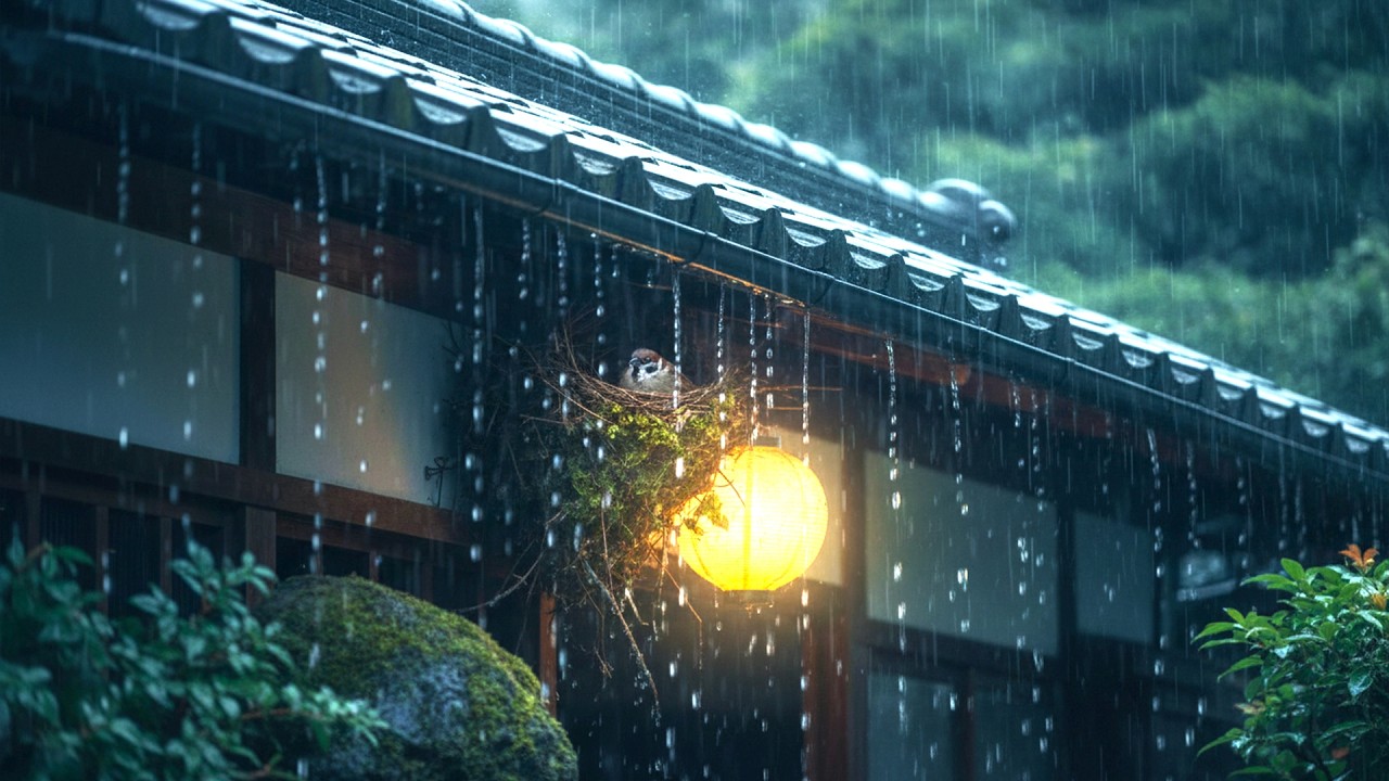 Rainy Rooftop Lofi Jazz 🎷 Sparrow in the Rain | Study, Relax, Sleep