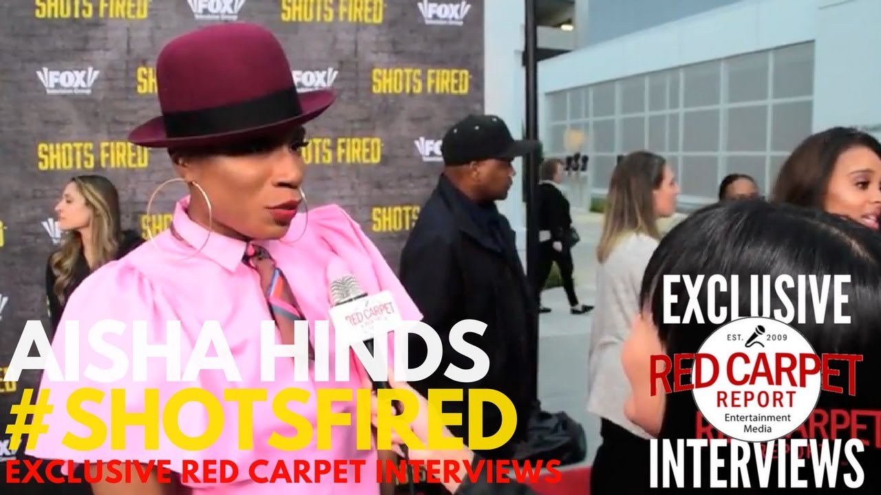 Aisha Hinds interviewed at Shots Fired FYC Event Red Carpet 