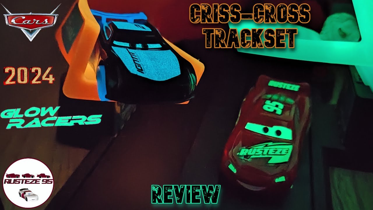 Pixar Cars 2023 Glow Racers Criss Cross Track set - Review (Jackson Storm & Lightning McQueen)