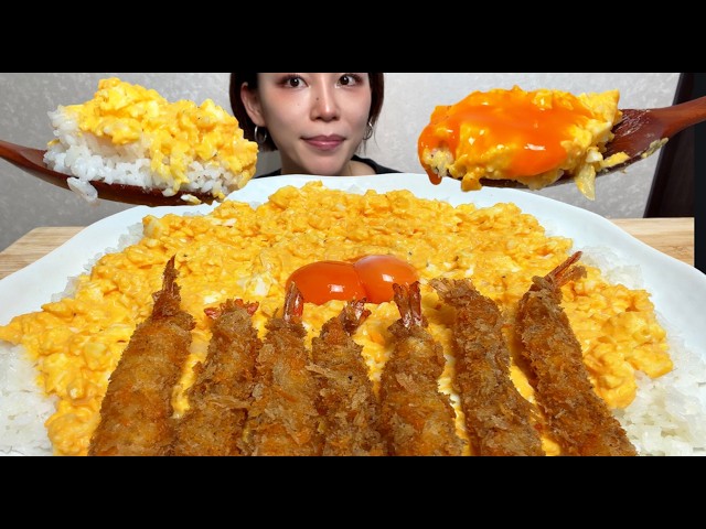 【タルタル丼の海老フライ🦐】ASMR 日本語字幕