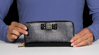 Kate Spade New York Morgan Bow Bedazzled Bow Patent Leather Zip Around Continental W... SKU: 9913702
