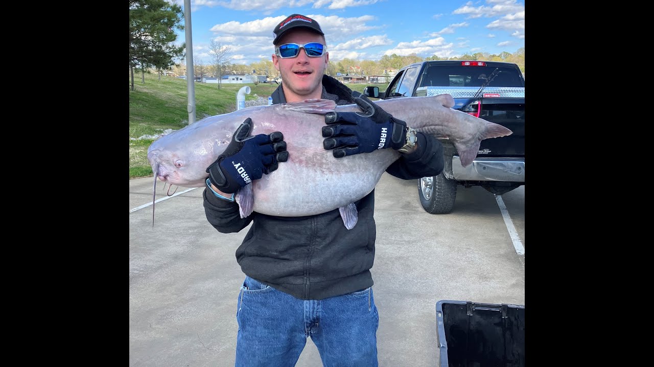 Jordan's PB Blue Catfish!! Cumberland River Catfishing in the Cabela's