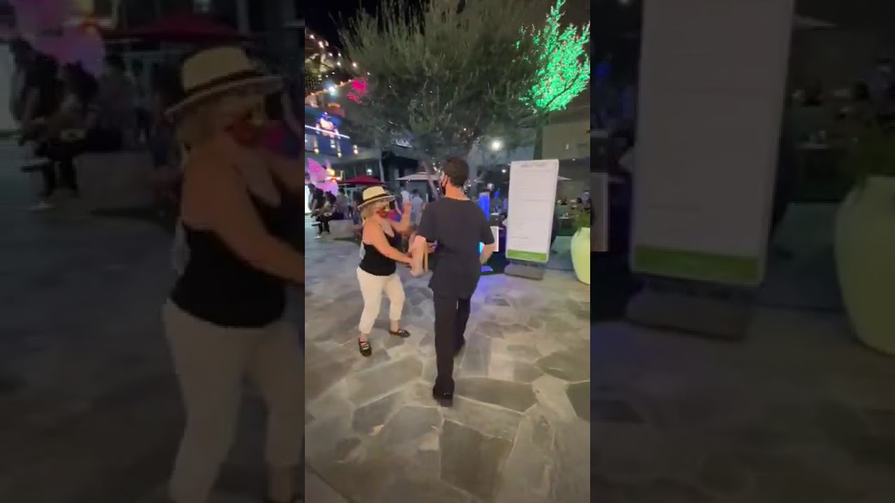 Ryan Salsa Swing Social Dancing Los Angeles Style on 1 Disney Land Garden Walk💪🏻